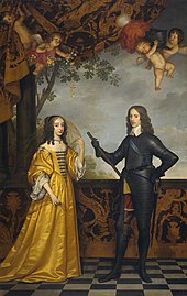 Portrait of Mary, Princess Royal, in a yellow gown and William II in a black suit