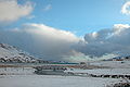 Winters beeld uit Trongisvágur