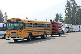 Retired school bus (Blue Bird TC/2000) in use as a rafting shuttle