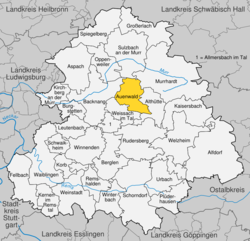 Elhelyezkedése Baden-Württemberg térképén