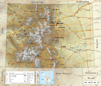 Map of Colorado, USA.