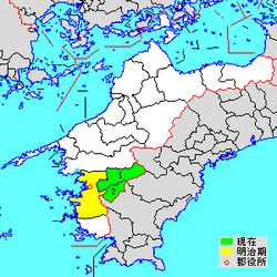 Vị trí huyện Kitauwa trên bản đồ tỉnh Ehime