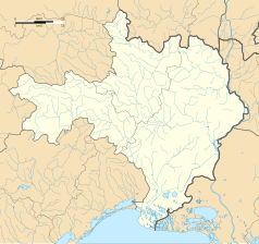 Mapa konturowa Gard, w centrum znajduje się punkt z opisem „Aigremont”