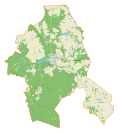 Mapa konturowa gminy Lidzbark, na dole znajduje się punkt z opisem „Nowy Zieluń”