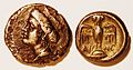 Drachme (Tychekopf) und Tetrobol (Eule) aus Amisos, ca. 400–350 v. Chr. geprägt