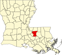 Map of Luizijana highlighting East Baton Rouge Parish