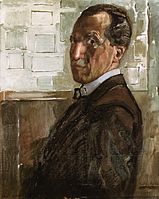 Autoportrait 1918. huile sur toile medium QS:P186,Q296955;P186,Q12321255,P518,Q861259 . 88 × 73 cm. La Haye, Gemeentemuseum Den Haag.