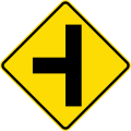 (W11-4.1/PW-11.1) Uncontrolled side road junction on left