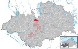 Elhelyezkedése Mecklenburg-Elő-Pomeránia térképén