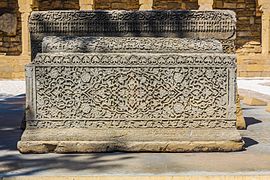 Floral ornamented medieval grave stone in Old City of Baku Sefer azeri
