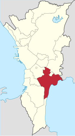 Mapa de Gran Manila con Taguig resaltado