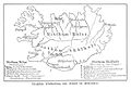 Karte der isländischen Bistümer und Klöster im Mittelalter