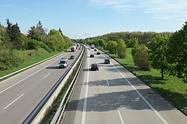 De A6 bij Mannheim-Rheinau, kijkend richting het zuiden. (2018)