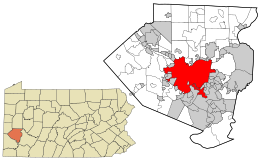 Location in Allegheny County and the state of پنسلوانیا