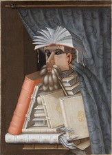 La Bibliotekisto ŝarĝanta librojn, pentraĵo de Arcimboldo (ĉ. 1557).