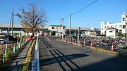 仮設駅舎時代の谷山駅前（2015年12月）