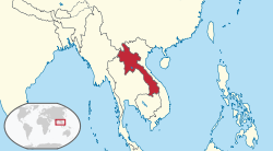 Location of  Laos  (red) in ASEAN  (dark grey)  —  [Legend]
