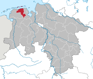 Lage des Landkreis Wittmund in Niedersachsen (anklickbare Karte)