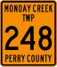 Bouclier route de Monday Creek Township, comté de Perry County, Ohio