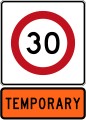 Temporary 30 km/h speed limit