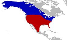 Mapa de Norteamérica, con los mamuts lanudos habitando Canadá y Alaska y los colombinos habitando Estados Unidos y México