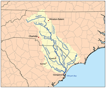 Mapa del río Pee Dee que atraviesa el noreste del estado