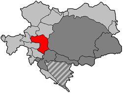 1910年的奧匈帝國行政區劃，施蒂利亞以紅色表示