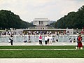 The Lincoln Memorial seen through the National World War II Memorial in Washington, DC (Lincoln Memorial)