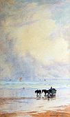 Coche de caballos en la playa, de William Ayerst Ingram (Newlyn).