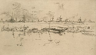 Zaandam, Países Bajos, hacia 1889 - grabado por James McNeill Whistler