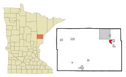 Location of the city of Carlton within Carlton County, Minnesota