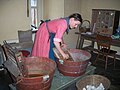 Wash tubs and reenactor.