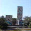 Restos de los murales del Centro Urbano Presidente Juárez, 1949 - 1952, destruidos parcialmente por el terremoto de México de 1985, reubicados en Las Fuentes Brotantes, Ciudad de México, vandalizados.
