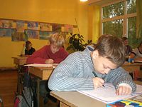 La 4-a klaso de valdorfa lernejo en Kaŭno (Litovio).