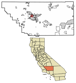 Location of Greenacres in Kern County, California.