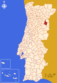Pinhel belediyesini gösteren Portekiz haritası