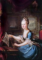 スピネットを弾く1769年頃の肖像画（フランツ・クサーヴァー・ヴァーゲンシェーン画）
