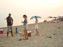 Plage sur le lac Prespa.