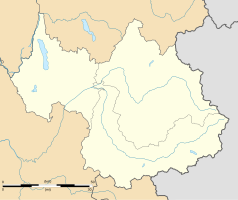 Mapa konturowa Sabaudii, w centrum znajduje się punkt z opisem „Bois”