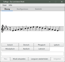 Description de l'image Screenshot of GNU Solfege 3.23.4 on Windows 10 German.png.