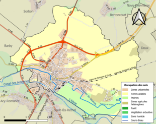 Carte en couleurs présentant l'occupation des sols.