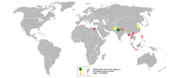 Distribución mundial de B. bubalis en 2004.