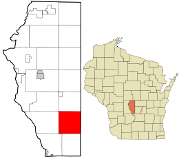 Location in Adams County and the state of Wisconsin.