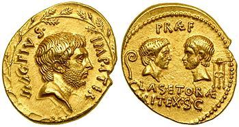 Aureus des Sextus Pompeius, 42–40 v. Chr., geprägt in Sizilien