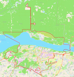 Mapa konturowa Czeboksar, na dole nieco na prawo znajduje się punkt z opisem „CSY”