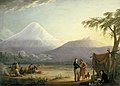 Humboldt şi Aimé Bonpland la poalele vulcanului Chimborazo, pictură de Friedrich Georg Weitsch (1810)