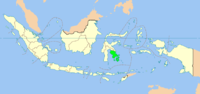 मानचित्र जिसमें दक्षिणपूर्व सुलावेसी Southeast Sulawesi Sulawesi Tenggara हाइलाइटेड है