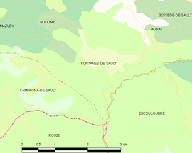 Mapa obce Fontanès-de-Sault