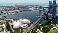 Vista aérea do Circuíto urbano de Singapur, coa construción do Resort integrado no fondo