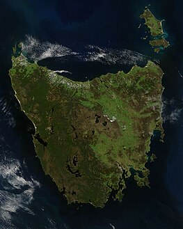 Tasmania a NASA Terra műholdjának 2005 novemberi fényképén.